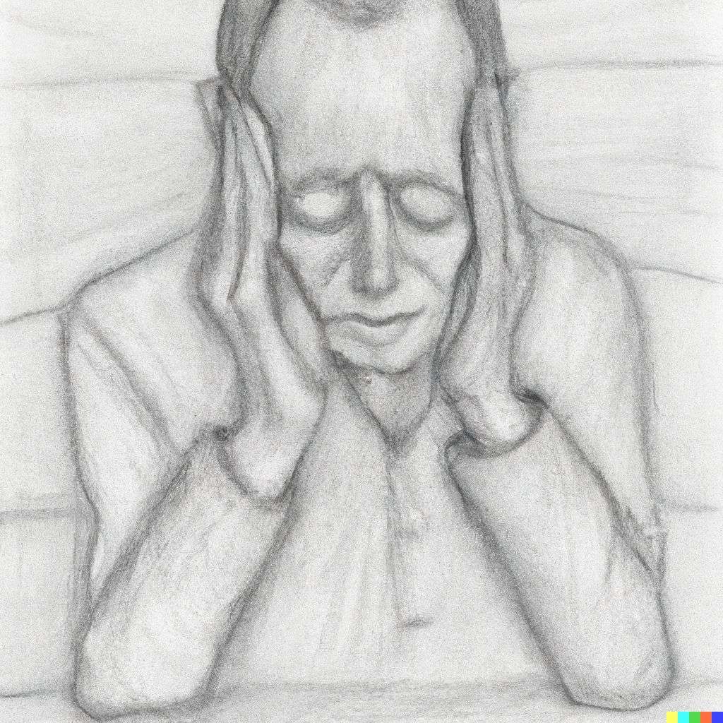 a representation of anxiety, detailed pencil sketch